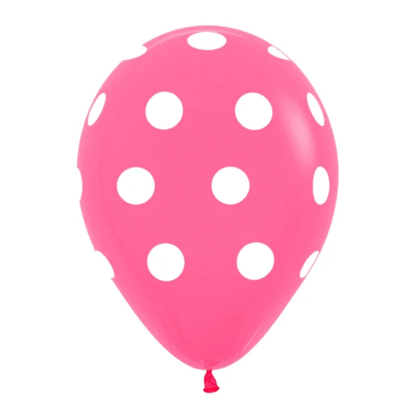 Globo Lunares R12 Rosa y Blanco x50 unidades