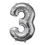 Globo Número Plateado Nº3