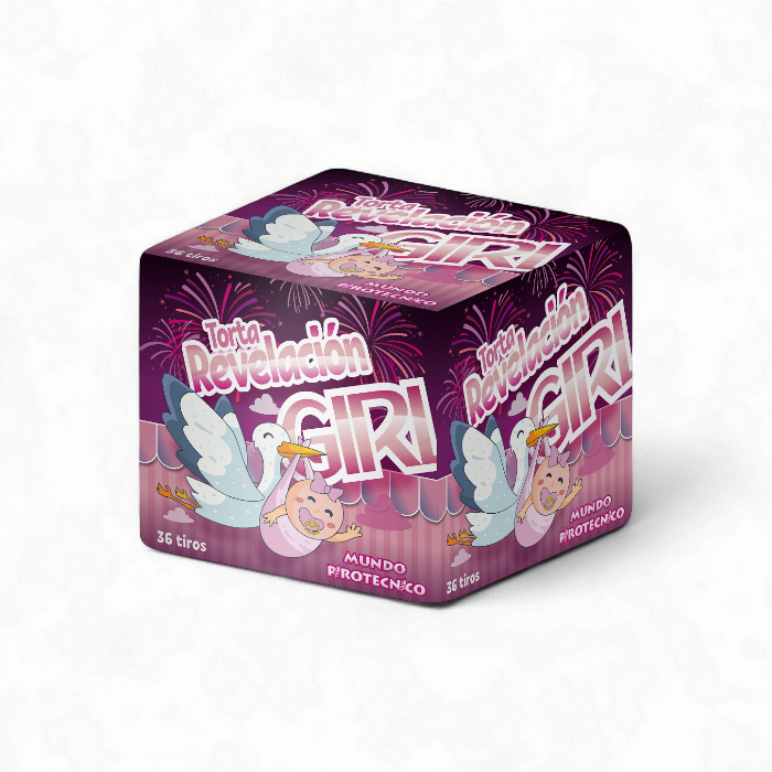 Torta Revelación Girl Torta Revelación Niña Rosado 36 Tiros - Imagen 1
