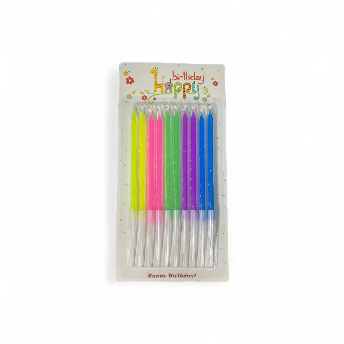 Velas Largas Fluor Birthday Happy x8u