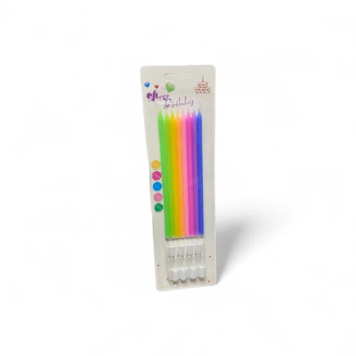 Velas Neon Finas para Torta x8u – Multicolor