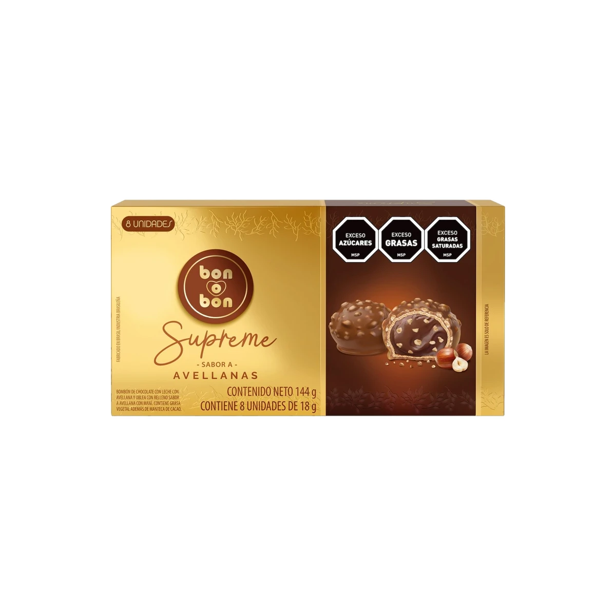 Bombonera Bon o Bon Supreme Avellanas 144g x8u